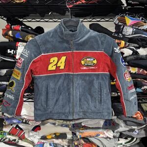 Vintage 90s Chase Authentics Suade Leather Jeff Gordon Jacket Size kids Small